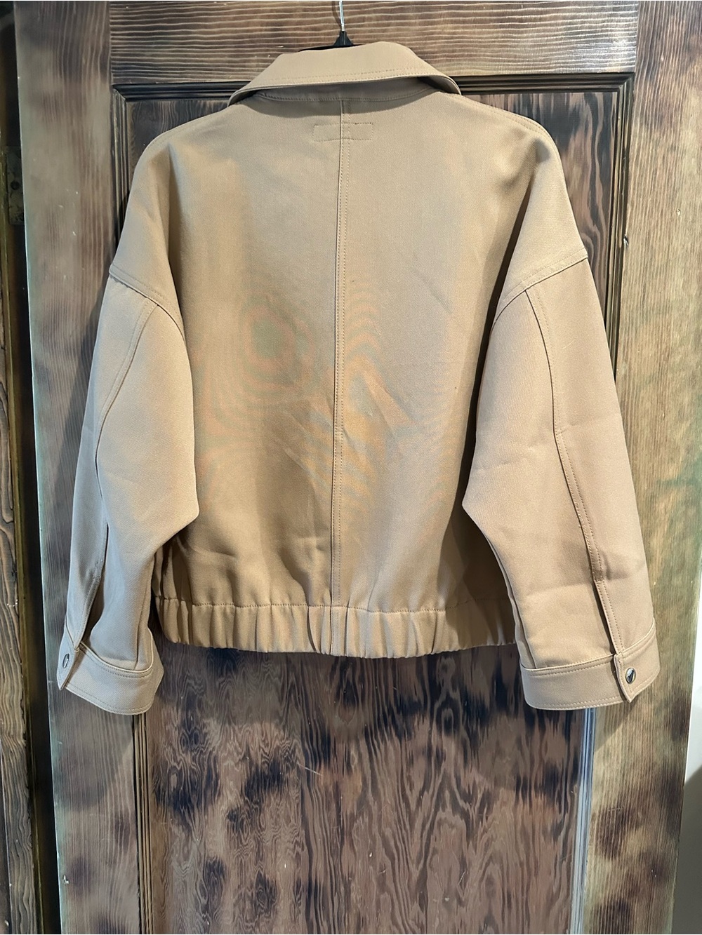 Zara Tan Cropped Bomber Jacket with Front Pockets - Picture 3 of 3
